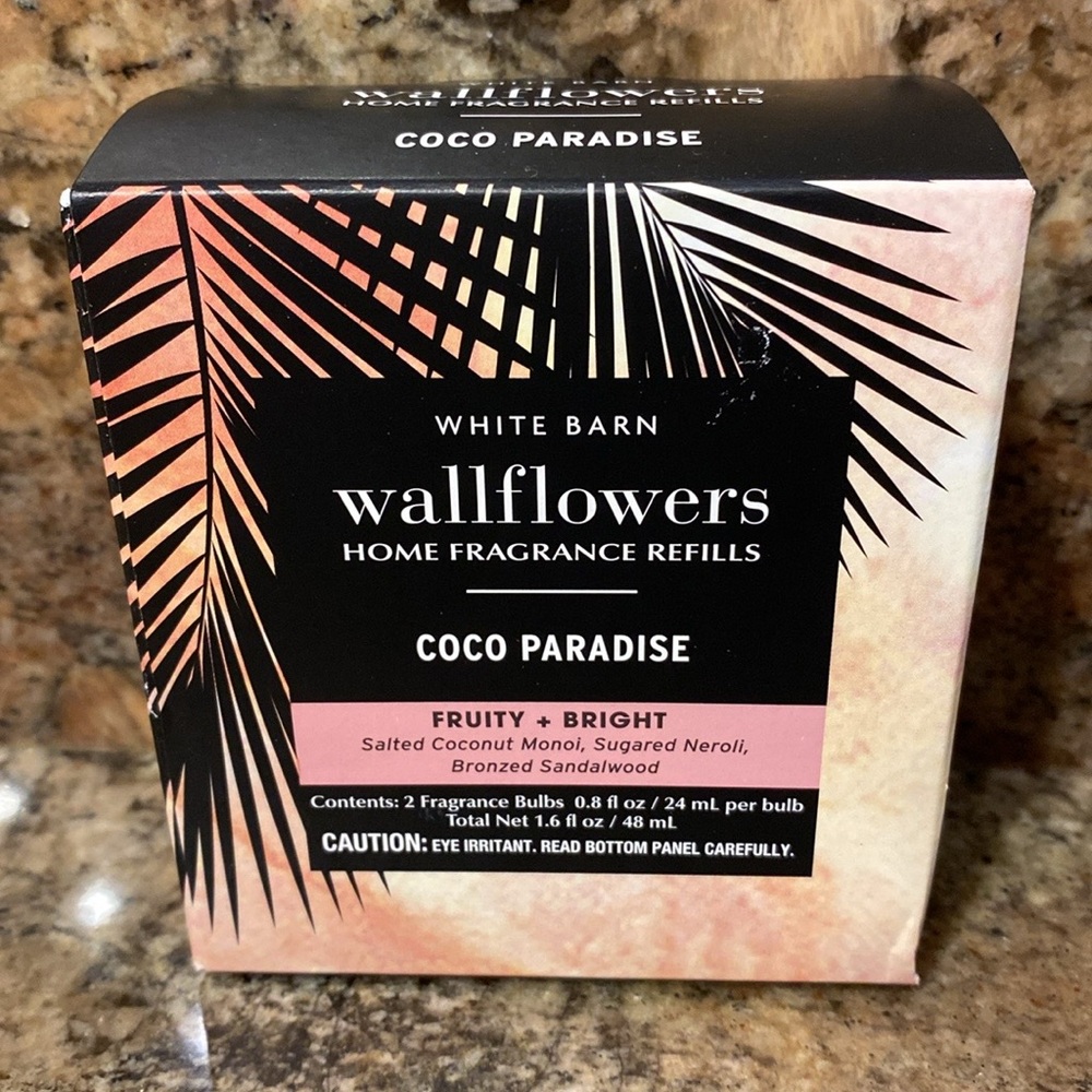 "COCO PARADISE" by BBW / WB, 2-Pack
Wallflowers Home Fragrance Refills, NEW